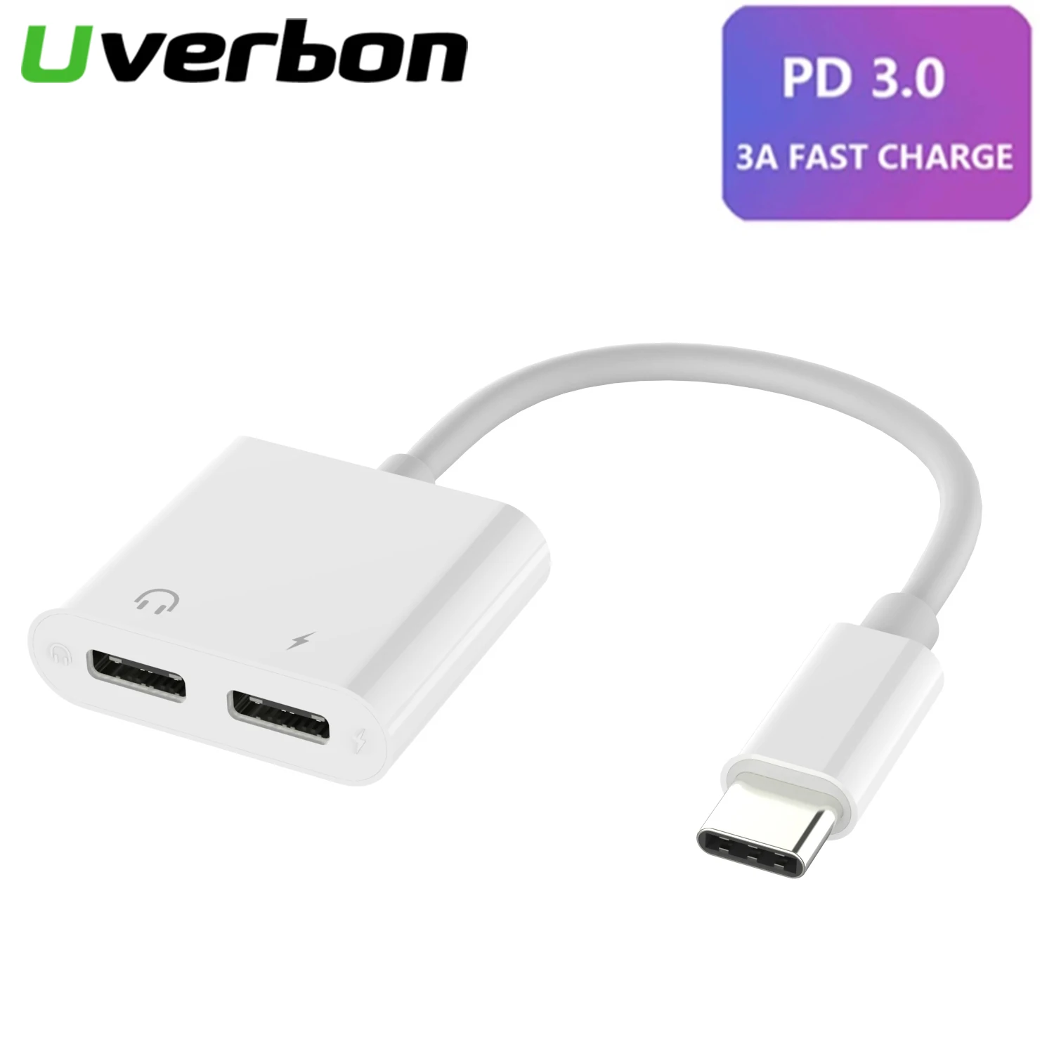 

2 In 1 USB Type C Adapter Cable For ipad pro Listening Songs Charging Cable Support PD 3.0 Fast Charge Typec Digital Headset