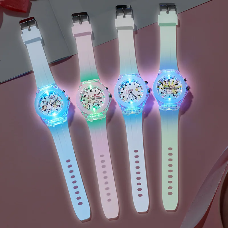 

Cartoon Anime Peripheral Flashing Light Night Light Kids' Watch New Style Young STUDENT'S Watch Wholesale