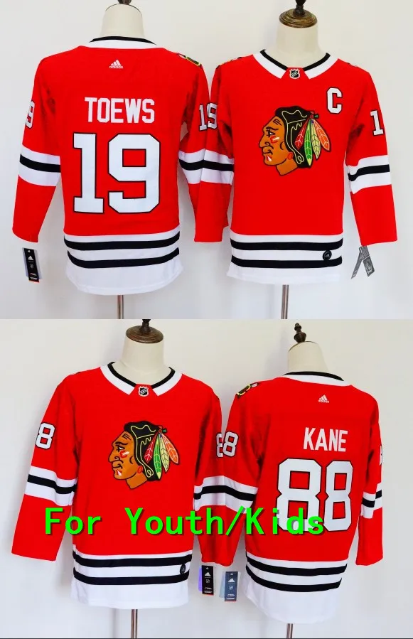 Молодежная вышивка сшитая Чикаго#19 Jonathan Toews 88 Патрик Кейн Дети Джерси