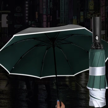 

Business Car Umbrella Wind Resistant Reflective Men Automatic Umbrellas Super Anti-UV Silver Color Male Parasol Big Parapluie