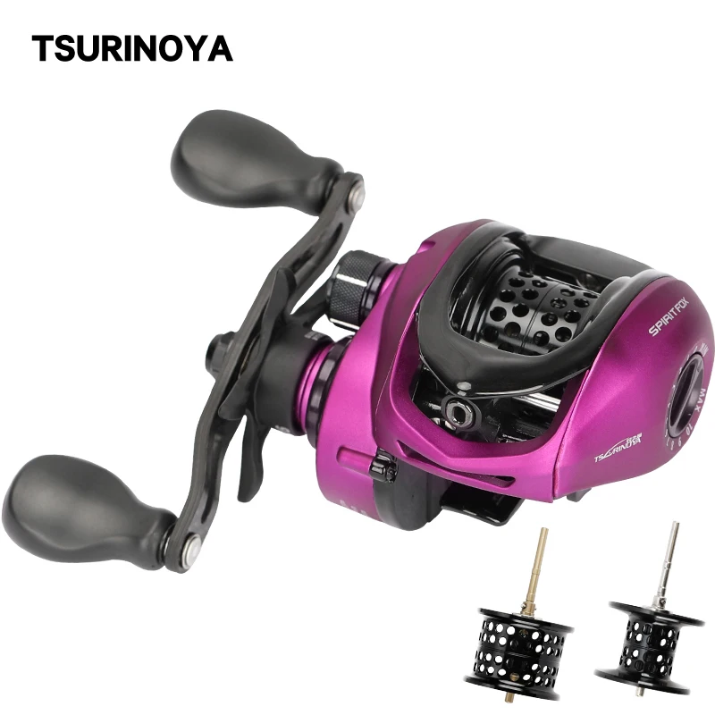 

TSURINOYA SPIRIT FOX 50 165g Ultralight Baitcasting Reel + Long Casting Deep Spool Suit 2 Spool Trout Basit Finesse Casting Reel