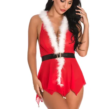 

Christmas Nightdress Fashion Women Nightgowns Sexy Lingerie Muslin Underwear Braces Skirt Nightwear Nachthemden Camisones