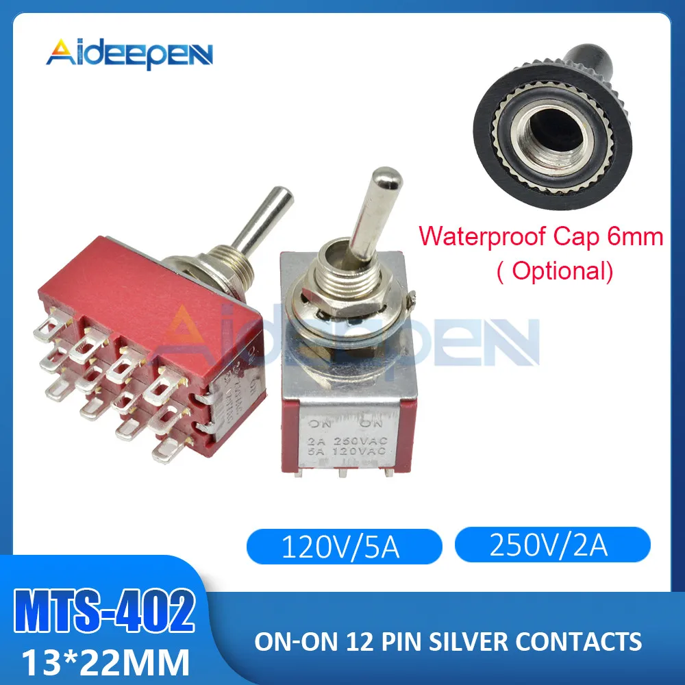 MTS-402 Red Миниатюрный переключатель включения-на ВКЛ-ВЫКЛ-на 2/3/6/9/12 штепселный MTS-102 МТС/103/202/203/302/303/402/403/123/223 переключатель с крышкой 6 мм - Цвет: MTS-402 Red