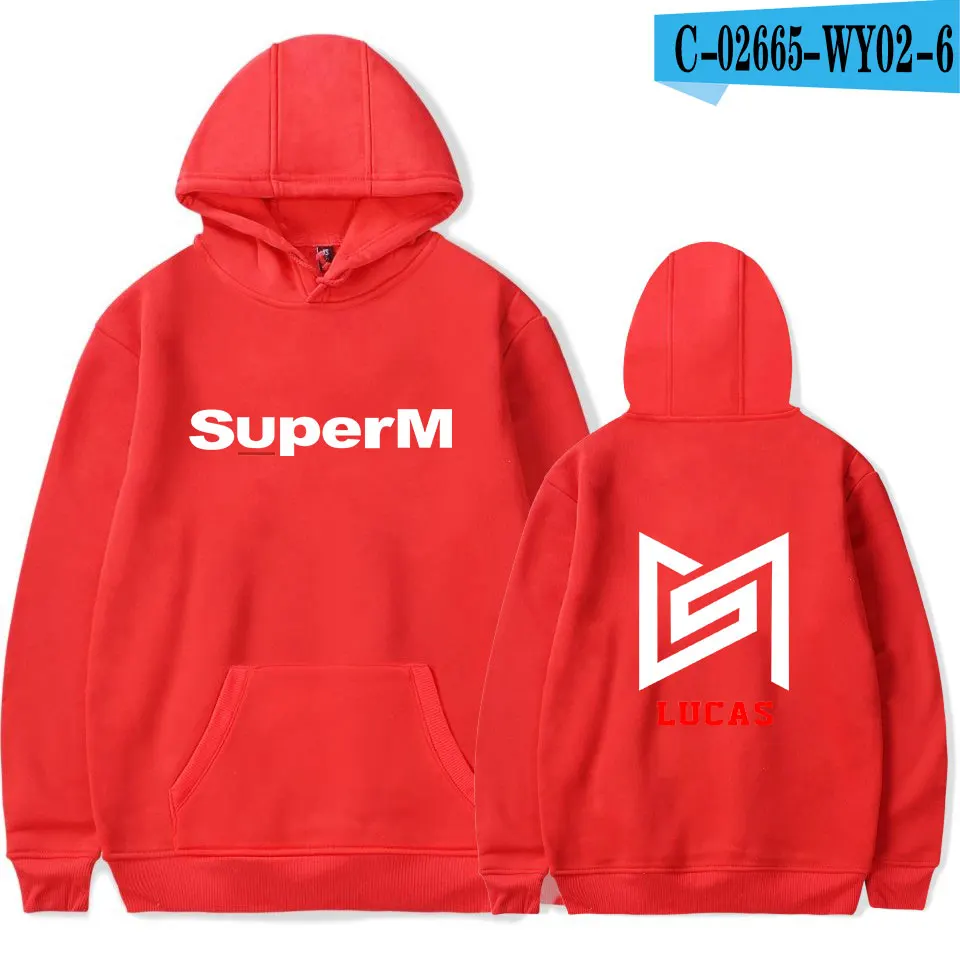 Новинка SuperM толстовка модная Дамская Мужская Толстовка Красная удобная куртка Осень Зима Мальчики и девочки мода SuperM пуловеры - Цвет: As picture