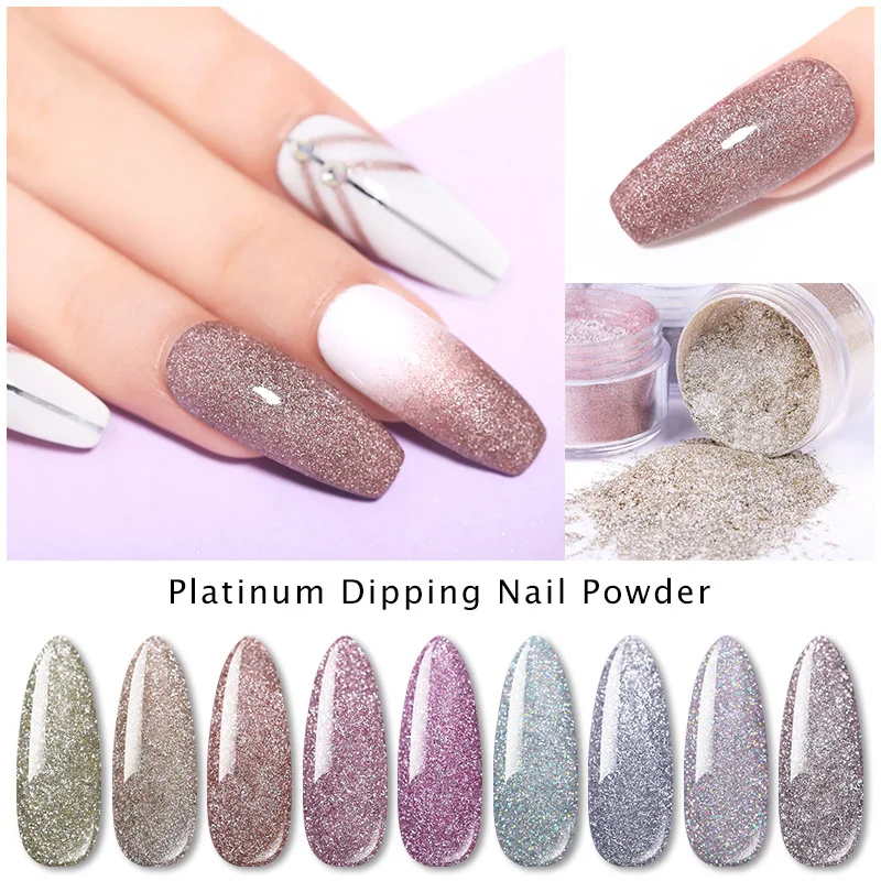 

LILYCUTE Platinum Dipping Nail Powder Gradient French Nail Natural Color Holographic Glitter Without Lamp Cure Nail Art