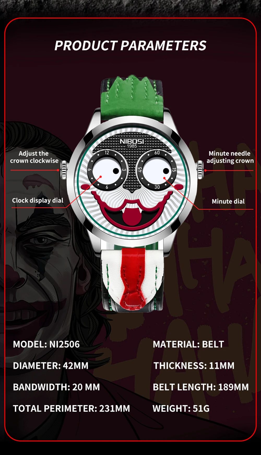 Joker Face Watch 2506 Nibosi