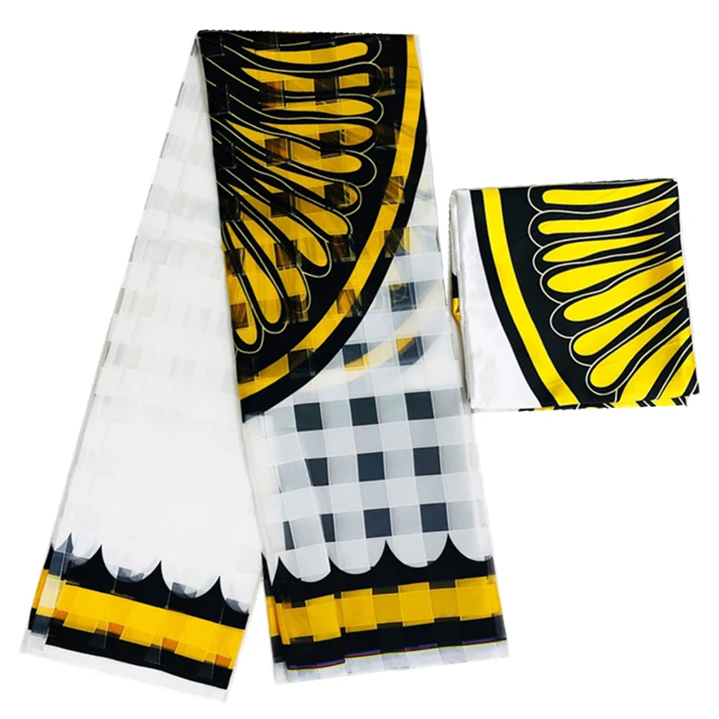 square style organza silk wax African fabric ribbon soft material for women dress 4+2yards | Дом и сад