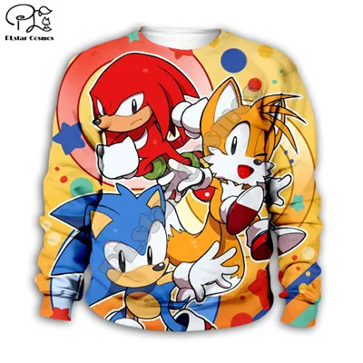 Kids Cloth Anime Super Sonic Cartoon 3d hoodies/boy sweatshirt Cartoon Hot Movie pant style-25 - Цвет: Синий