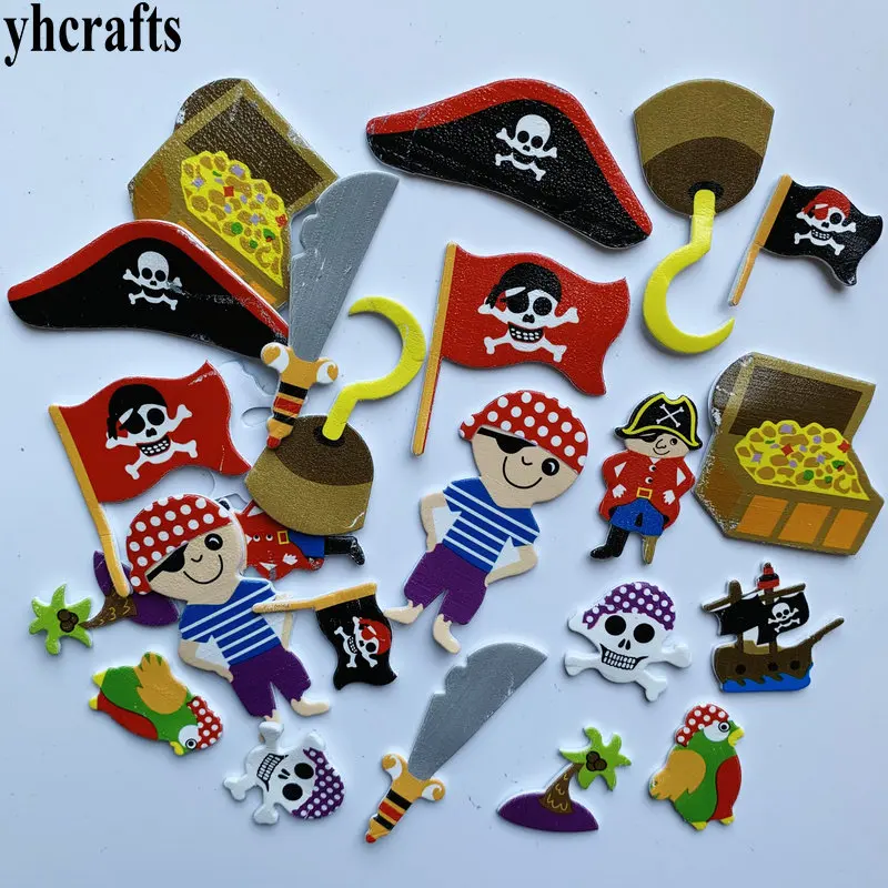 * Reino Unido 140 Autoadhesivo Espuma Brillo Pegatinas Pirata Diseños Art Craft Niños 