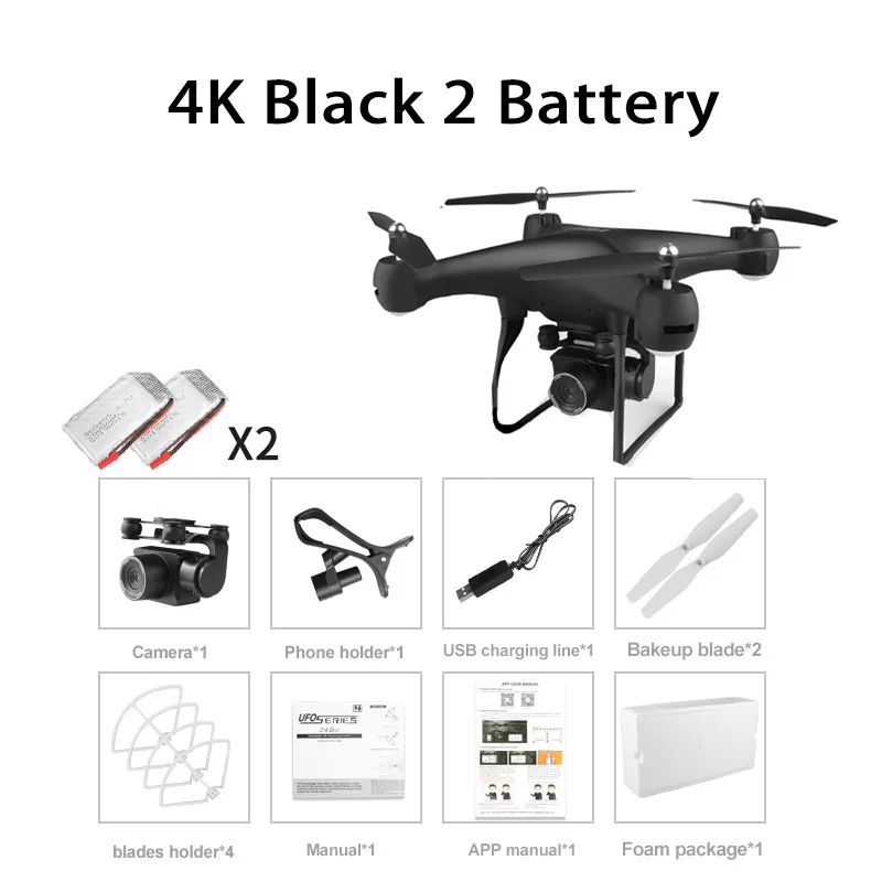 F68 Квадрокоптер Дрон с HD 1080P 4K камера wifi FPV RC Дрон сверхдлительный срок службы выносливость самолет вертолет для детей - Цвет: Black 4K 2B