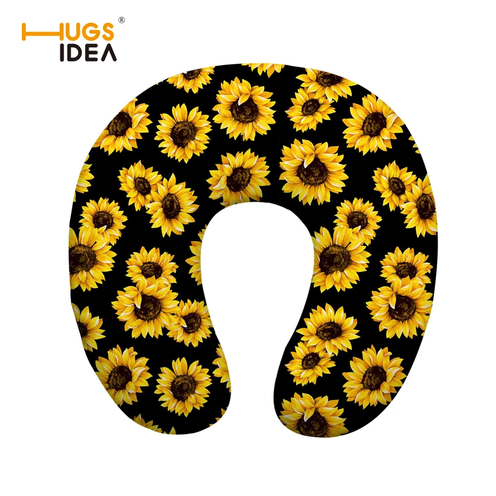 HUGSIDEA Sunflowers напечатанная u-образная подушка для шеи для короткого отдыха Удобная офисная самолет для вождения ворс поддержка подушки для путешествий