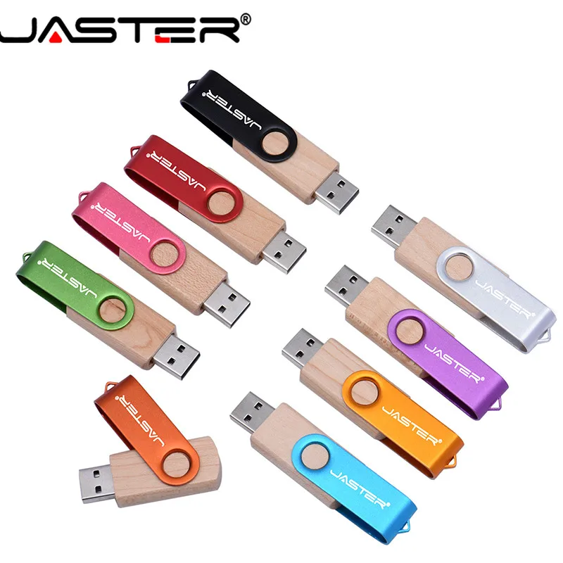 Флэш накопитель JASTER Лидер продаж деревянный + цветной металлический вращающийся