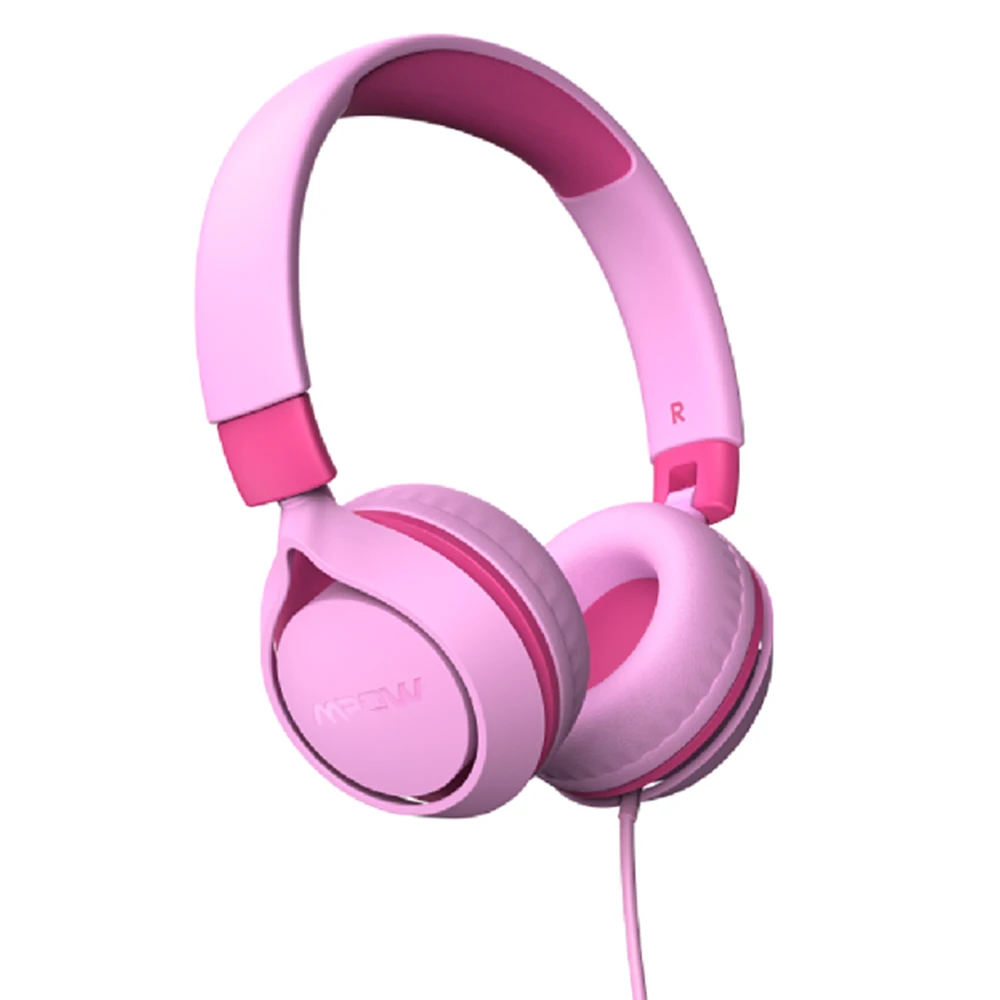 Pink Kids Headphone Mpow CHE1, детские наушники для мальчиков и девочек, проводная гарнитура с микрофоном, ограничение громкости, регулируемая повязка на голову, наушники для подростков, детей - Цвет: Pink Kids Headphone