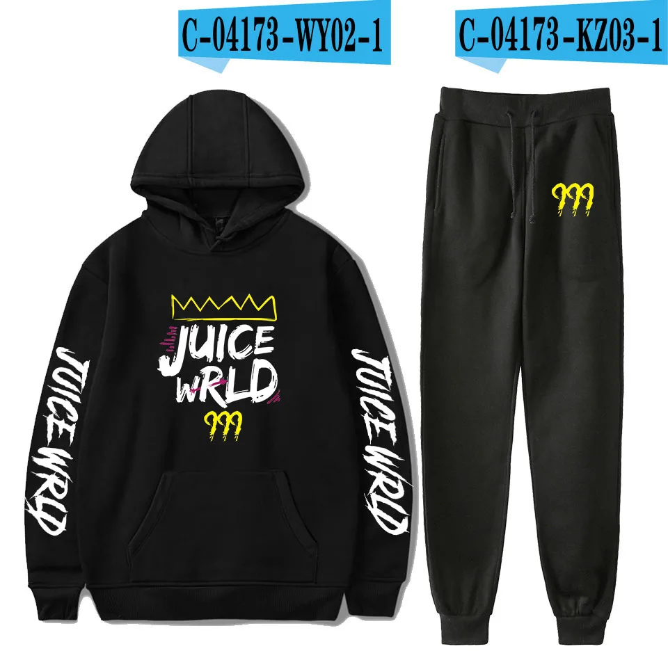 Juice Wrld осенне-зимний комплект из двух предметов s теплая популярная одежда повседневный комплект из 2 предметов для женщин и мужчин комплект с длинными рукавами и штанами - Цвет: C04173 - 1