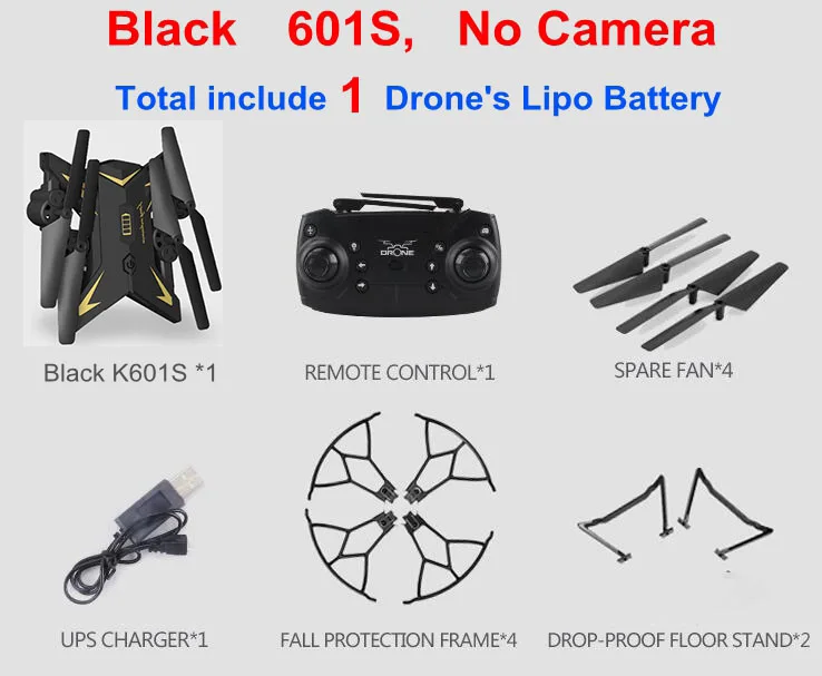 Origin JD601S RC селфи Дрон вертолет Квадрокоптер с HD Wifi FPV камера 30 минут летающее время лучшие подарки VS ky601s Квадрокоптер - Цвет: Black 601S No Cam 1B