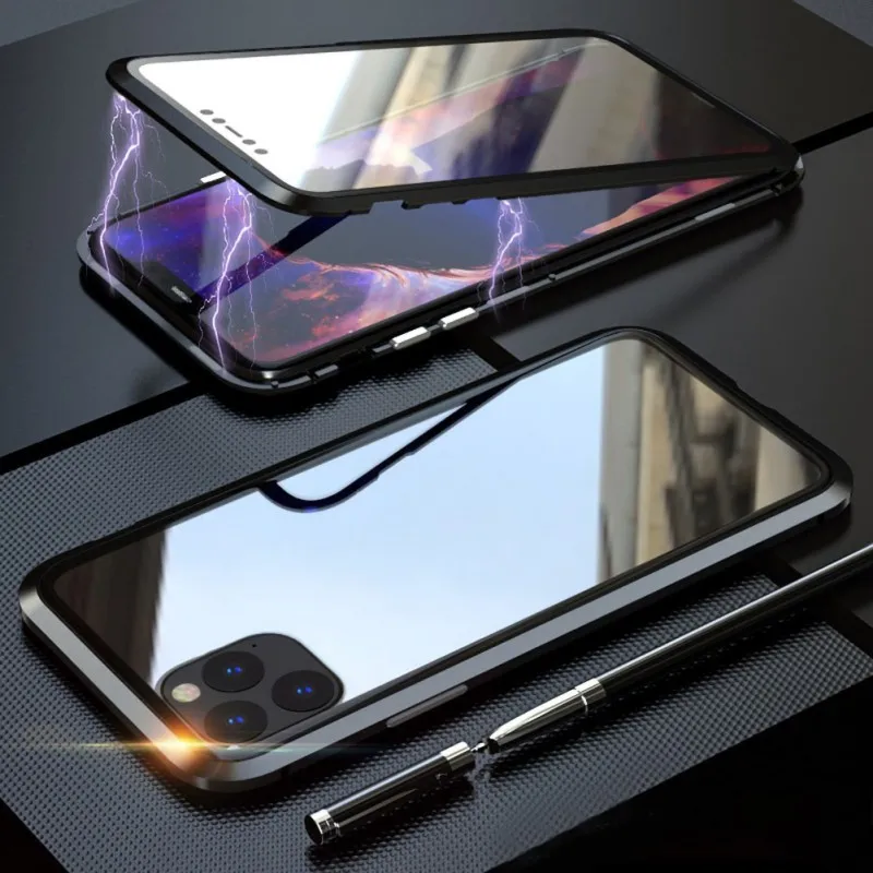 Магнитный поглощающий чехол для IPhone 11/11 Pro Max/11 Pro металлический бампер двойной Gla карта памяти