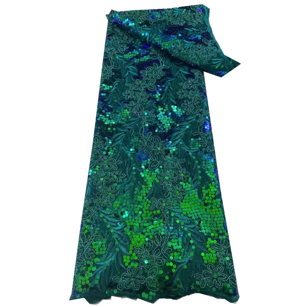 

SJ Lace Green Nigerian Lace Fabric 2022 High Quality Lace African Lace Latest Embroidered French Lace For Dress 5 Yards dp9-55