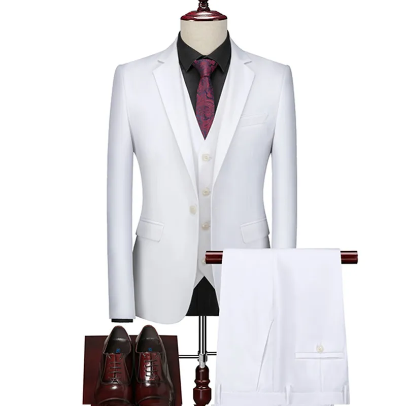 Chaqueta informal de estilo básico para hombre, traje de 3 piezas de 16 colores, un botón, abrigo, pantalones, chaleco