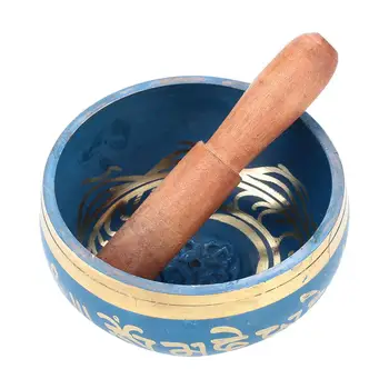 

Singing Bowl Durable 10.5cm Copper Sky Blue Relax Faith Gift Musical Instruments Soothing Sound Tibetan Buddhism Yoga Religion