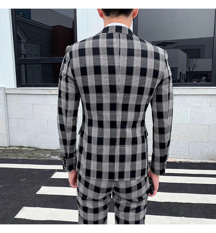 Wonderful Groom Male Wedding Prom Suit lattice Slim Fit Tuxedo Men Formal Business Work Wear Suits 3Pcs Set(Blazer+Pants+Vest
