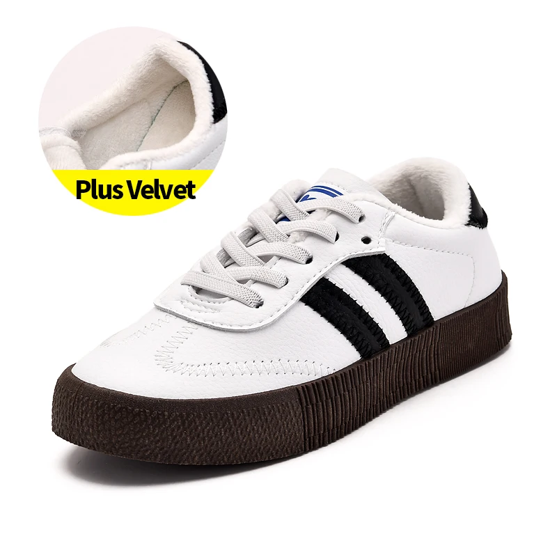 White Puls Velvet JAKOBBEAR/детская кожаная обувь для девочек и мальчиков; детская обувь белого и черного цвета для бега; модная спортивная обувь - Цвет: White Puls Velvet