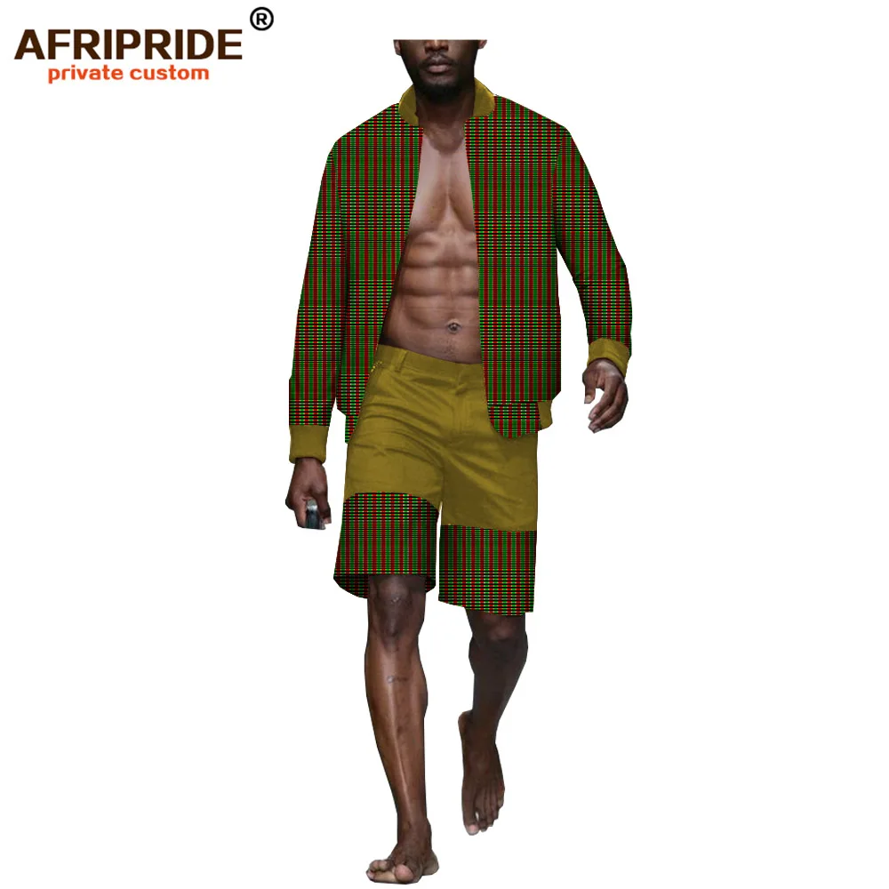 AFRIPRIDE, Африканский летний мужской повседневный костюм, гавайская рубашка с коротким рукавом+ короткие штаны, Дашики, принт, vestidos A1916001 - Цвет: 551-4