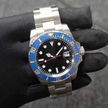 

Aseptic Dial black 40mm Men's Watch Mechanical Automatic Stainless Steel Sapphire Glass 2813 Movement Ceramic Bezel 02