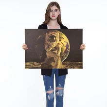 Классическое космическое пространство, земля астронавты Ретро плакат, крафт-бумага Классический плакат в детскую комнату украшения для кафе бара наклейки на стену