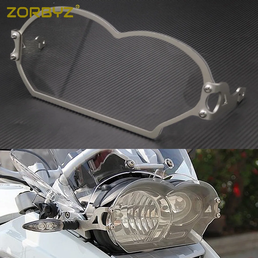 ZORBYZ Серебряная Защита фары сетчатая крышка объектива для BMW R1200GS ADV Oil Bird 2005-2012 |