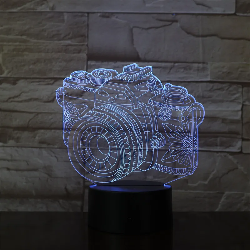 Новинка 3D лампа камера иллюзия светодиодный USB сенсорный светильник 7 цветов