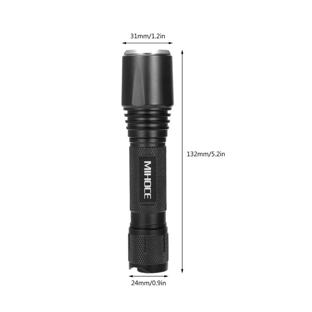 Waterproof Multi-Function LED Flashlight Tactical Torch with 18650 Battery for Camping Hiking Cycling Brightness Adjustable