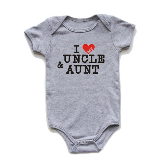 Одежда для новорожденных детей ясельного возраста с надписью «I Love Uncle», «Aunt», детские комбинезоны из чистого хлопка унисекс, цельные детские комбинезоны летние одежда с короткими рукавами