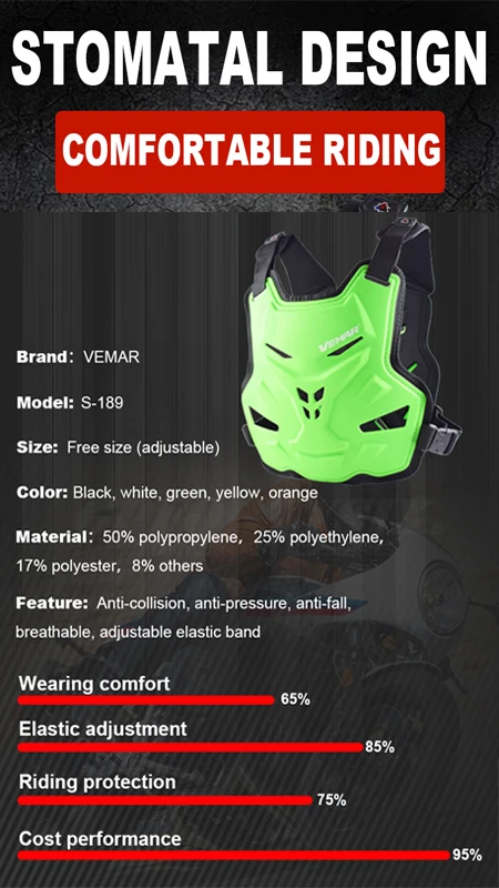 VEMAR Motorcycle Armor Motorcycle Vest Motocross Moto Vest Men Women Back Chest Protector Guards Body Armor Protective Gear Knee motocross body armor