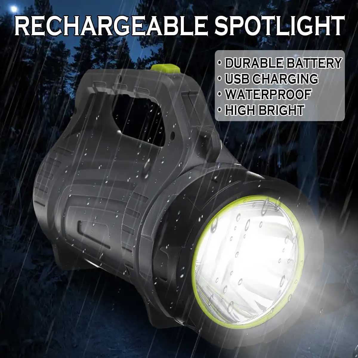 USB Charging LED Work Light Torch 10000mAh Battery Spotlight Hand Lamp Camping Lantern Searchlight for Hiking Hunting