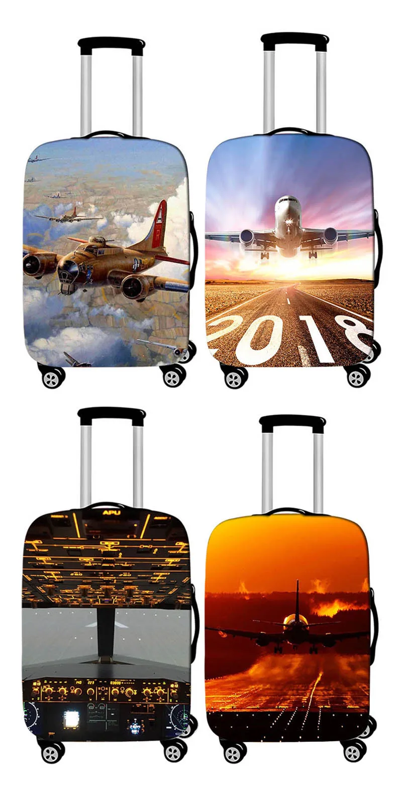Чехол для багажа с рисунком самолета, эластичный чехол для костюма, пылезащитный чехол, 18-32 дюйма, чехол для костюма, пылезащитный чехол для тележки, аксессуары для путешествий