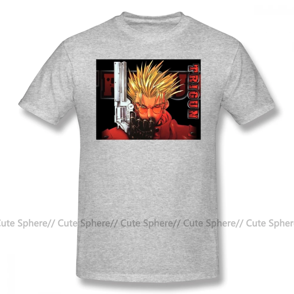 Футболка Trigun, футболка TRIGUN, хлопковая футболка с коротким рукавом, 4xl, модная мужская забавная Футболка с принтом - Цвет: Gray