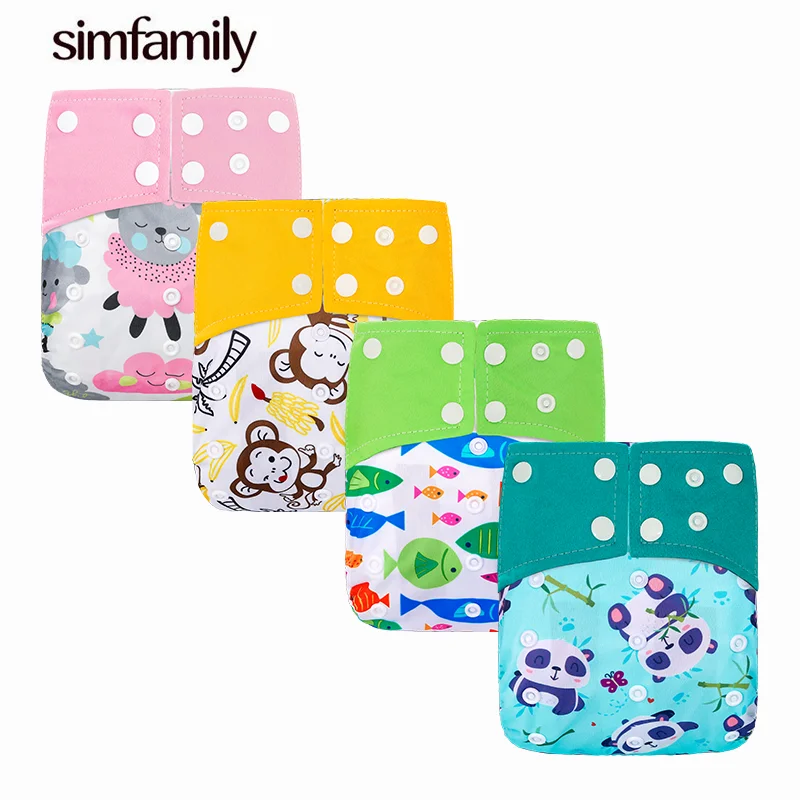 Simfamily-pañal de tela de carbón de bambú reutilizable, impermeable, de un tamaño bolsillo, venta al por mayor, nuevo Color, 1 ud.