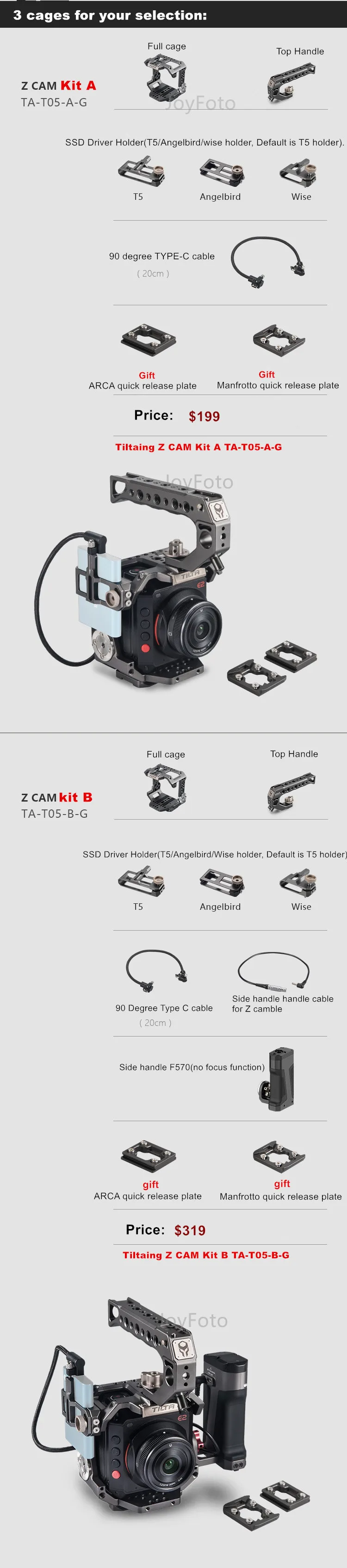 Tilta Z-CAM комплект снаряжения клетка для Z-cam E2 Камера боковым фокусом ручка, оборот в минуту(R/S Z Cam E2 Камера клетка с ручкой сверху Z аксессуары для камеры Tilta Инж