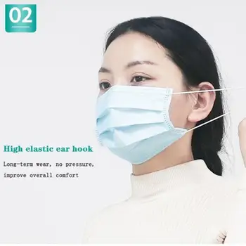 

100Pcs Disposable Face Mask 3 Layer Nonwove Filter Earloop Breathable Melt-blown masks Disposable mouth mask