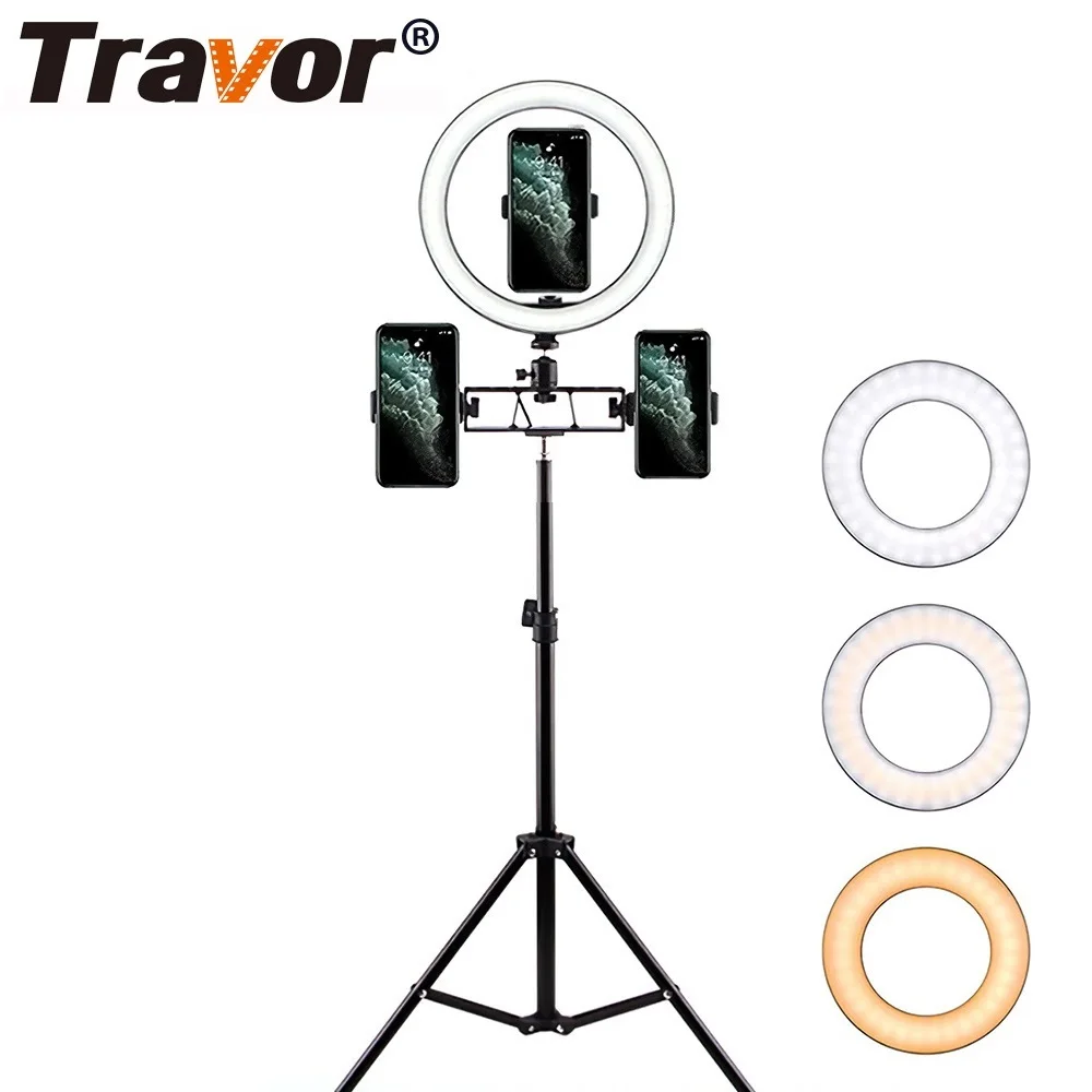 Светодиодный кольцевой светильник Travor 10 дюймов с держателем для телефона 45 см