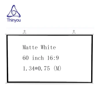 

Thinyou 60 inches 16:9 Manual Pull Down Wall Mounted Portable Home Theater wall Projection Screen Matte White Full HD