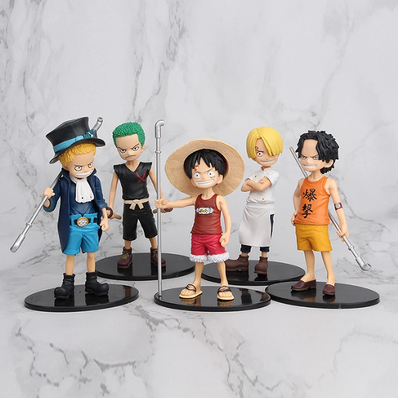 Cute Luffy Childhood Kid Sanji Zoro Sabo Ace Ver Pvc Action Figure Collectible Model Toy 12cm Action Figures Aliexpress