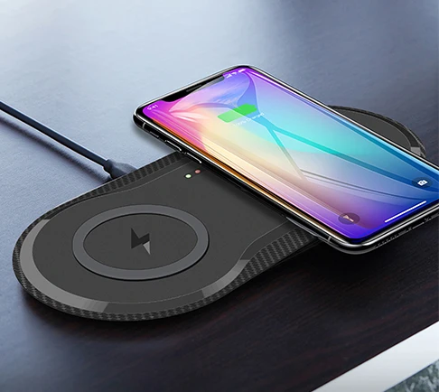 

2 IN 1 10W/ 5W Qi Wireless Charger for iPhone X Xs MAX 8 plus Fast Charging for Samsung S10 Plus Note 9 8 USB Phone Charger Pad
