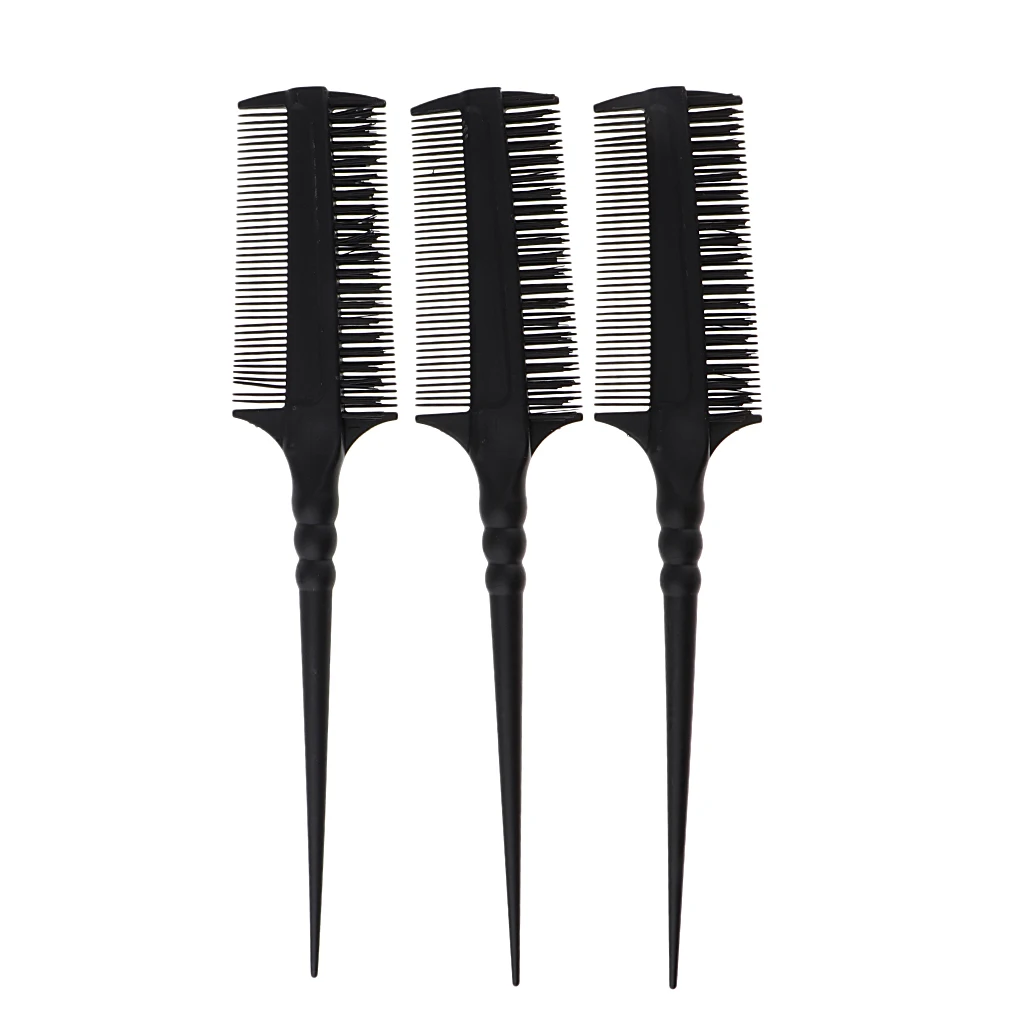 3pcs 2 Type Tooth - 3 Ways Salon Dye Comb Brush Hair Dyeing Tinting Comb Styling Tool Hairdressing