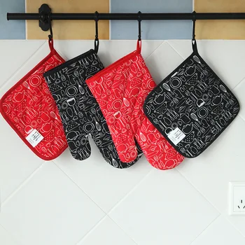 

1Pcs Insulation Pad Cotton Microwave Oven Glove set Cute Oven Mitts Heat Potholder mat For BBQ Gloves Kitchen supplies