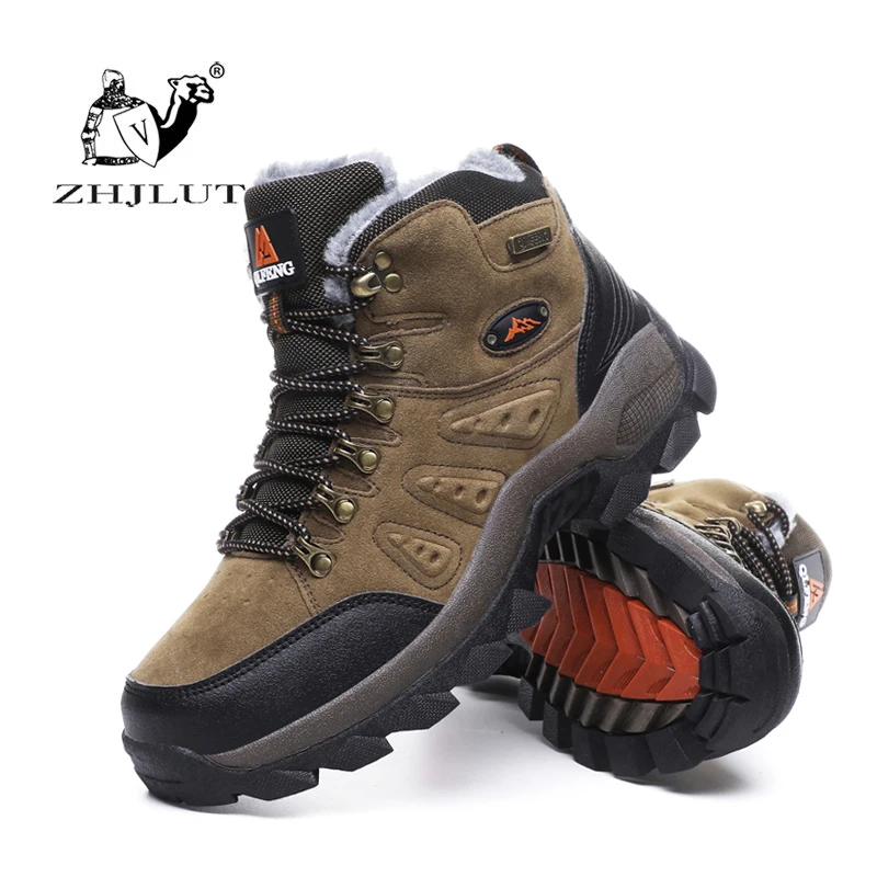 ZHJLUT Пеший туризм; осенне-зимние ботинки с мехом внутри на открытом воздухе обувь для лазания по горам, в рыбацком стиле Для мужчин горный туризм Охота Спортивная обувь