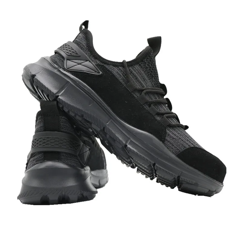 DEWBest Men Steel Toe Work Safety Shoes Lightweight Breathable anti static Reflective Casual Construction Sneaker