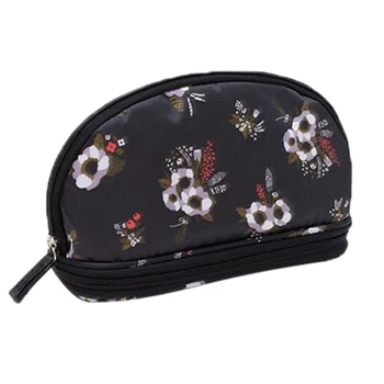 

Portable Cosmetic Bag Double Layer Travel Makeup Pouch Bags Circular Woman Make Up Bag
