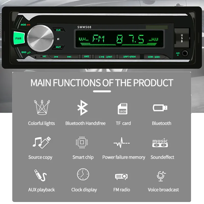Vehemo DC12V автомобильный mp3-плеер Запись/копирование авто MP3-плеер Bluetooth fm-передатчик радио