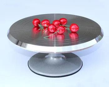 

Baking tool 12 inch alloy mounted cream cake Decorating silver metal Turntable Rotating table stand base turn around